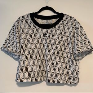 Adidas | All Over Branded Cropped Tee Shirt